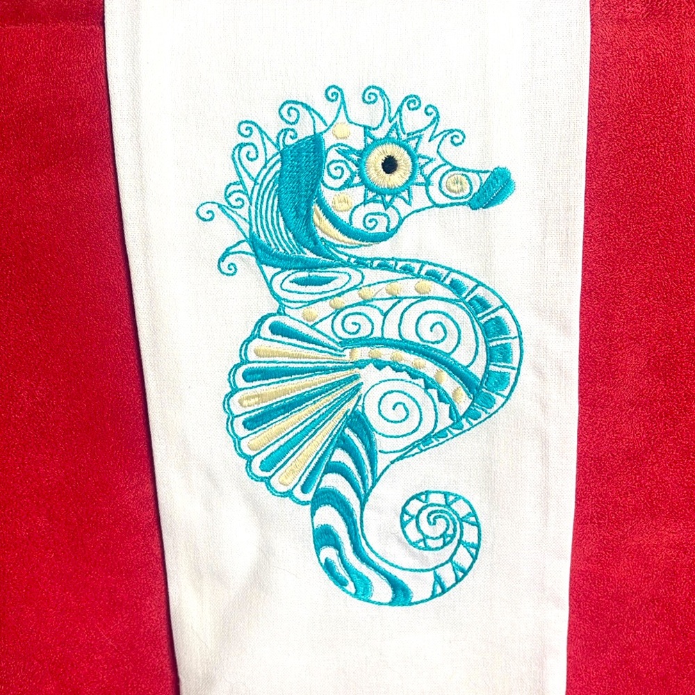 Seahorse Embroidered Hand Towel